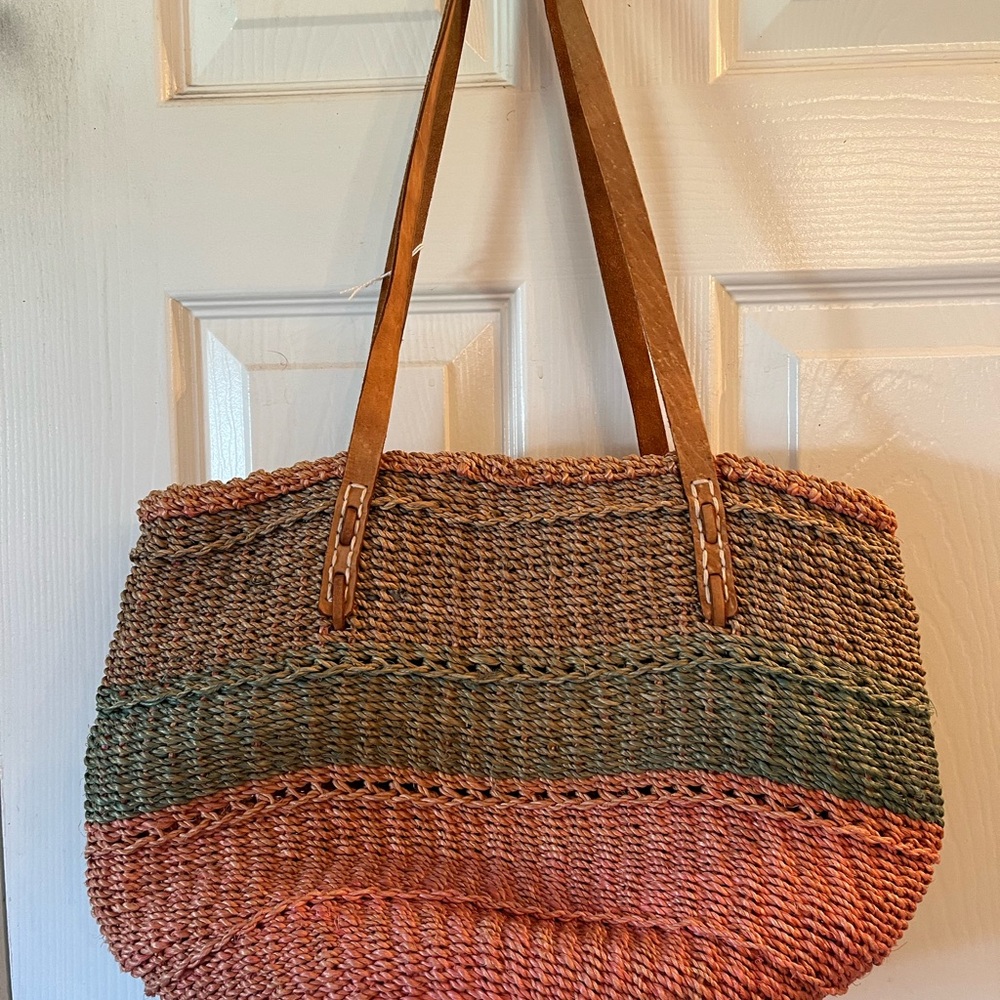Multicolor Woven Tote Bag